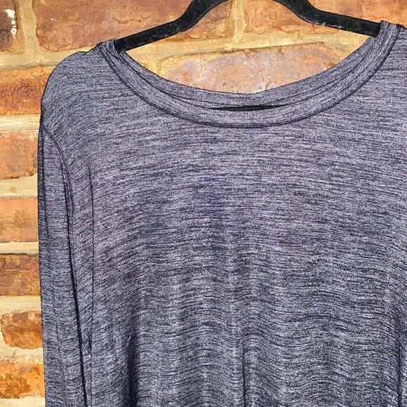 Athleta Odyssey Heathered Gray Split-Back Long Sleeve Top Women's Size Medium - Picture 3 of 8